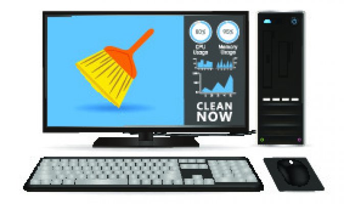 registry cleaners app best of 2020 laptop with broom image on the monitor clean now text displayed